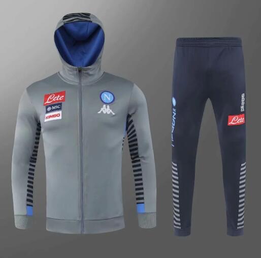 Napoli Grey Hoodie Jacket Training Suits With Pants 2020/21